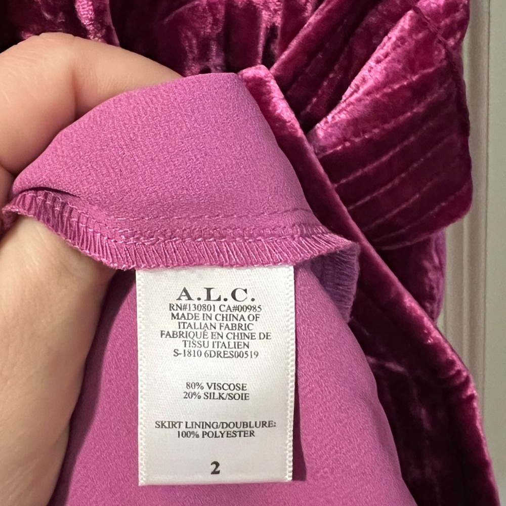 A.L.C. Kiera Velvet Pink Silk Blend Mini Dress (Size 2) - Picture 7 of 8